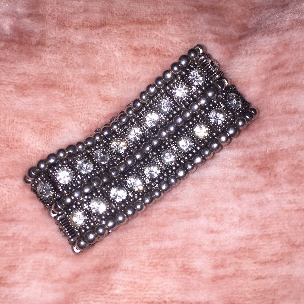 Silver/charcoal and faux diamond bracelet